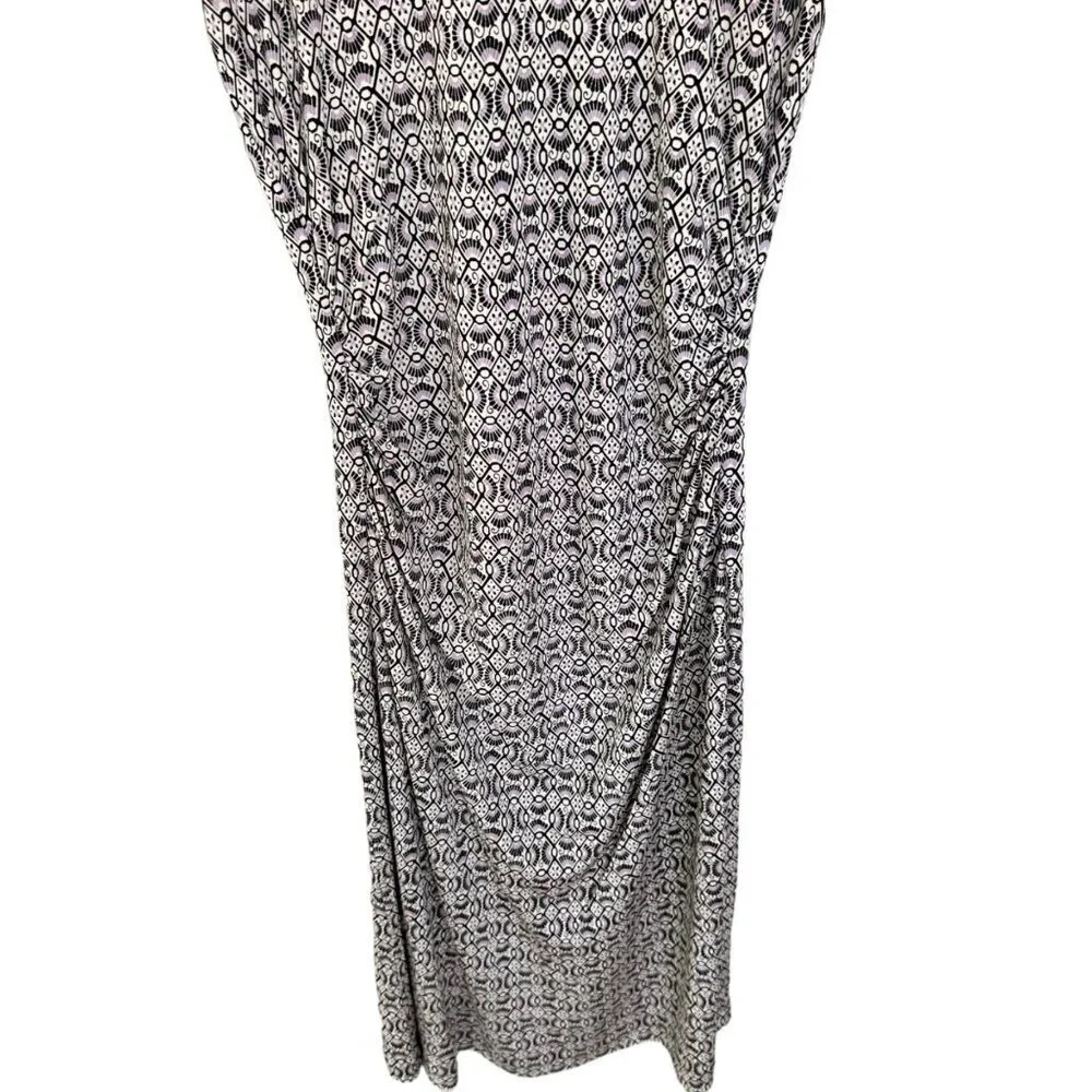 Tory Burch Silk Myrtle Ruched Sheath Dress Black Purple Beige Print Size‎ Small